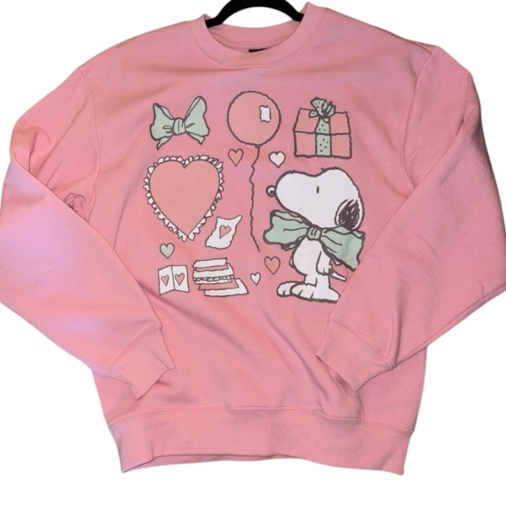 Peanuts Snoopy bow pink sweatshirt size small valentine